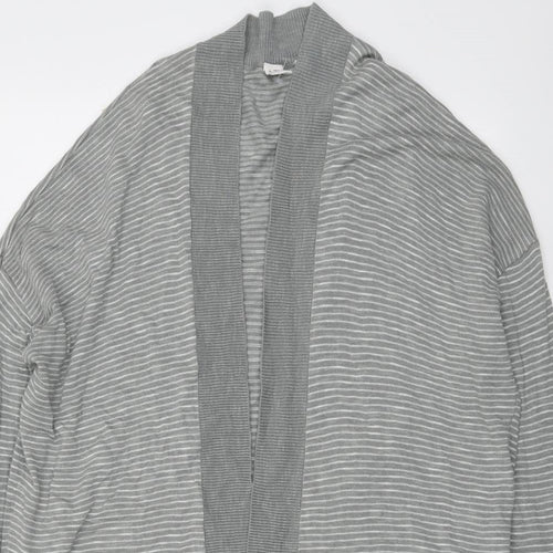 Gap Womens Grey V-Neck Striped Cotton Cardigan Jumper Size M