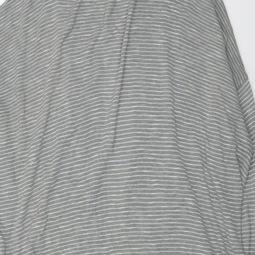 Gap Womens Grey V-Neck Striped Cotton Cardigan Jumper Size M