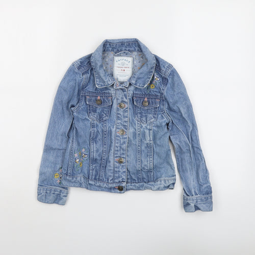 Fat Face Girls Blue Jacket Size 7-8 Years Button