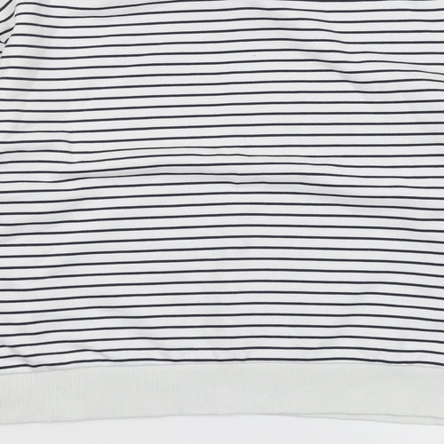 Zara Womens White Striped Cotton Pullover Sweatshirt Size L Pullover