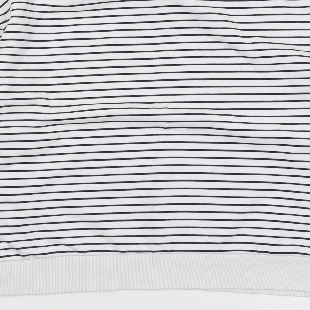 Zara Womens White Striped Cotton Pullover Sweatshirt Size L Pullover