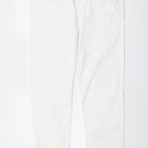 Marks and Spencer Womens White Cotton Straight Jeans Size 18 L30 in Regular Button