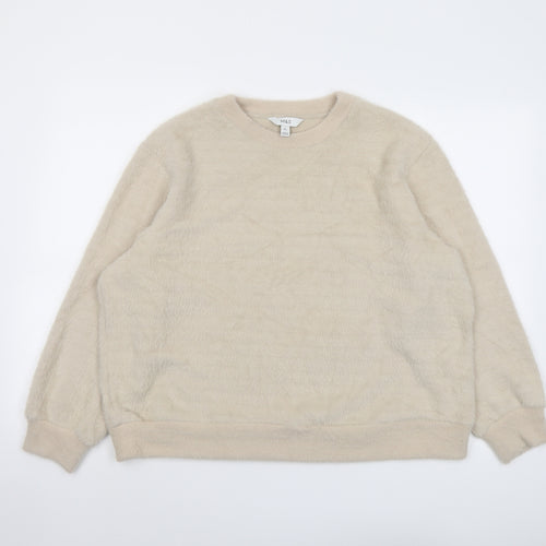 Marks and Spencer Womens Beige Round Neck Acrylic Pullover Jumper Size L