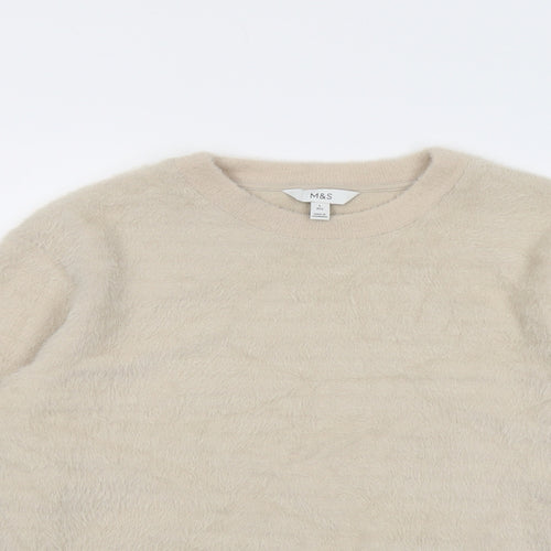 Marks and Spencer Womens Beige Round Neck Acrylic Pullover Jumper Size L