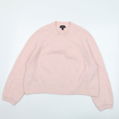 Topshop Womens Pink Round Neck Acrylic Pullover Jumper Size 12