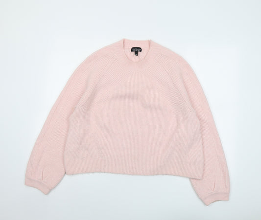 Topshop Womens Pink Round Neck Acrylic Pullover Jumper Size 12