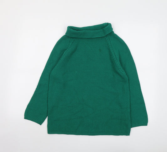 Hobbs Womens Green Roll Neck Cotton Pullover Jumper Size M