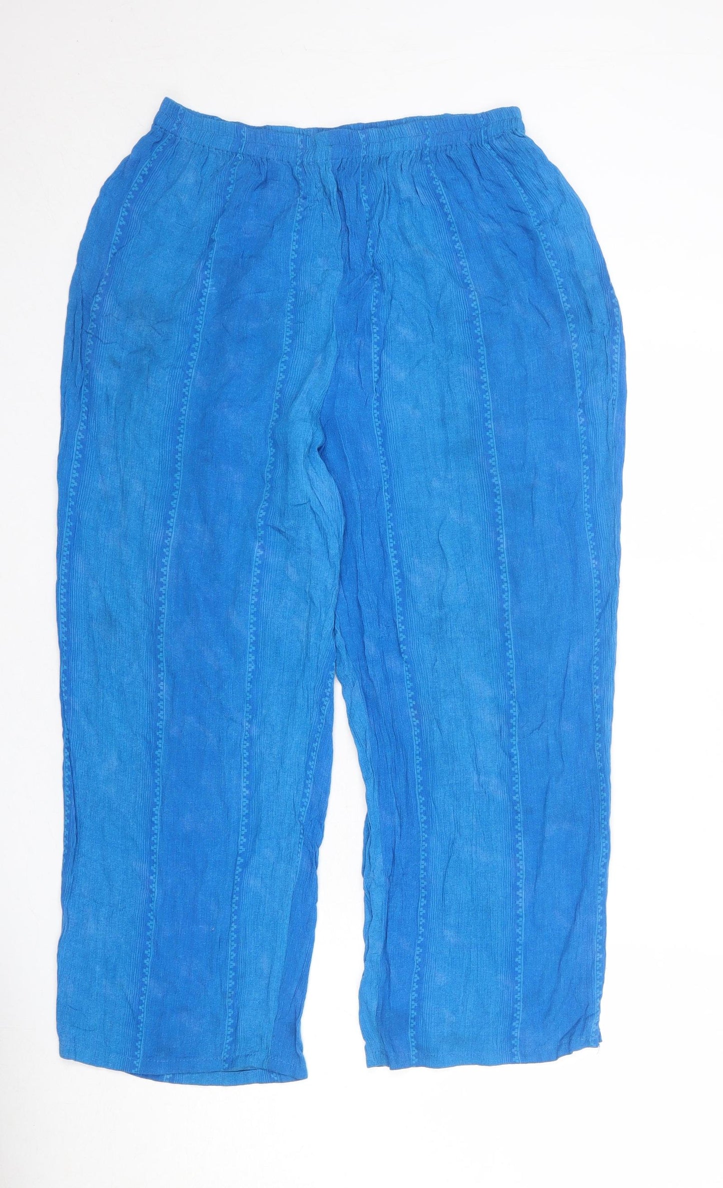 essence Womens Blue Geometric Polyester Trousers Size 30 in Regular