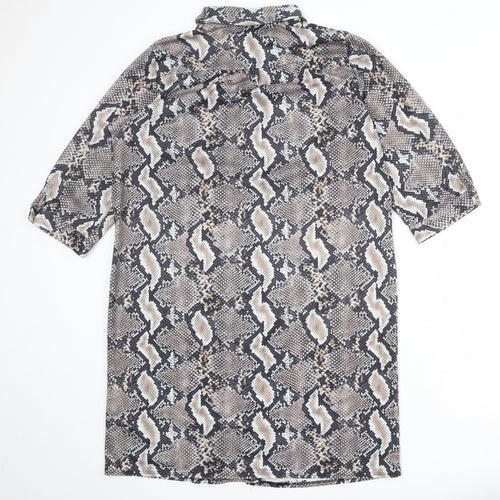 Wallis Womens Multicoloured Animal Print Polyester Shirt Dress Size 16 Collared Button - Snakeskin pattern