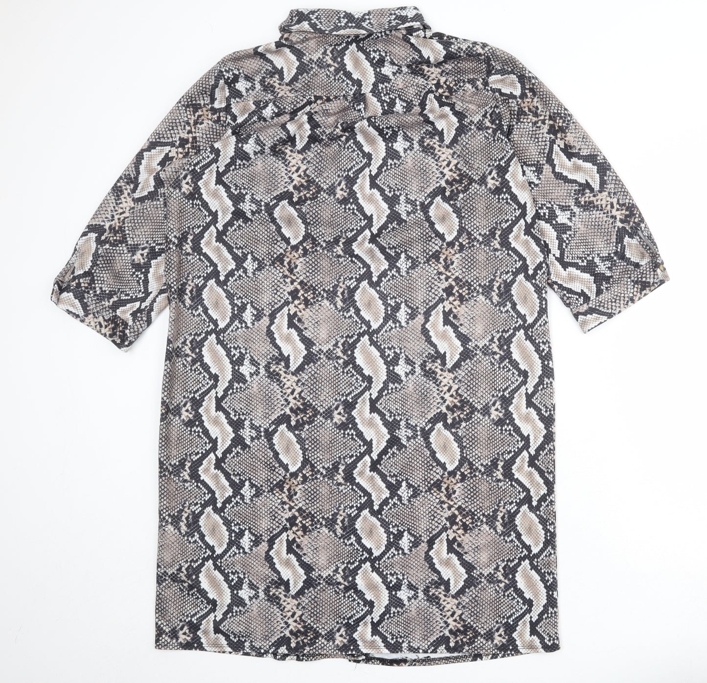 Wallis Womens Multicoloured Animal Print Polyester Shirt Dress Size 16 Collared Button - Snakeskin pattern