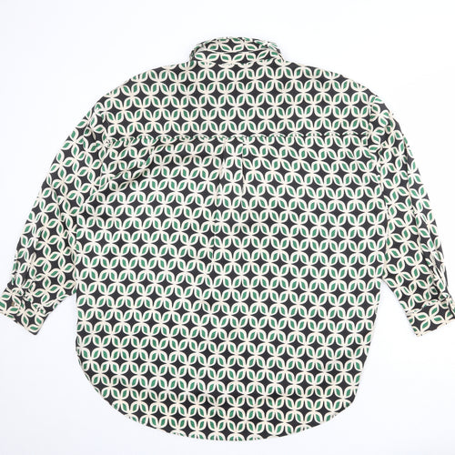 New Look Womens Multicoloured Geometric Polyester Basic Button-Up Size 14 Collared