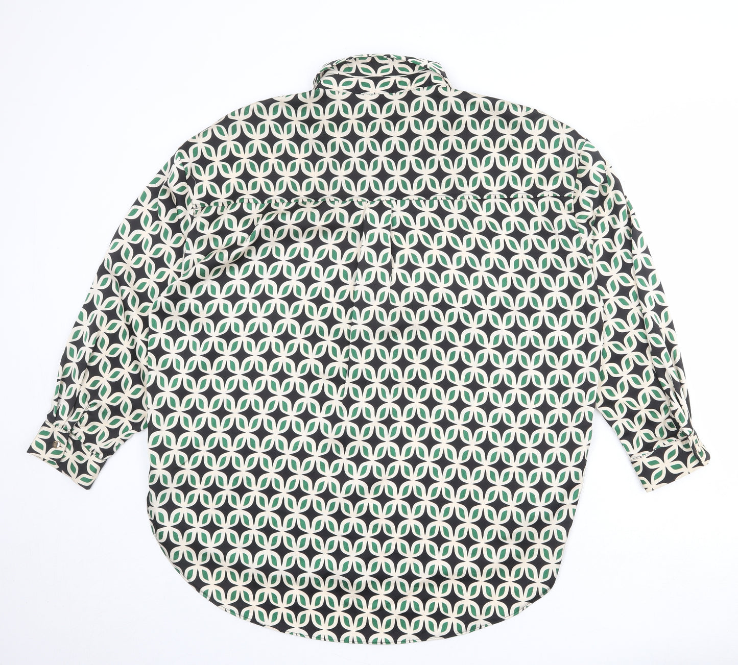 New Look Womens Multicoloured Geometric Polyester Basic Button-Up Size 14 Collared