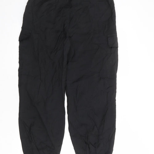 Marks and Spencer Womens Black Modal Cargo Trousers Size 12 Regular Zip