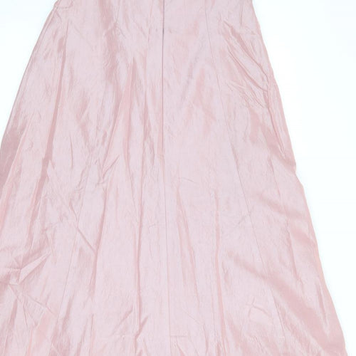 Debut Womens Pink Acetate Ball Gown Size 10 Off the Shoulder Zip