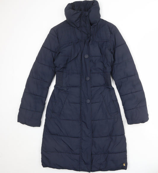 Joules Womens Blue Quilted Coat Size 8 Zip