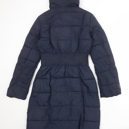 Joules Womens Blue Quilted Coat Size 8 Zip