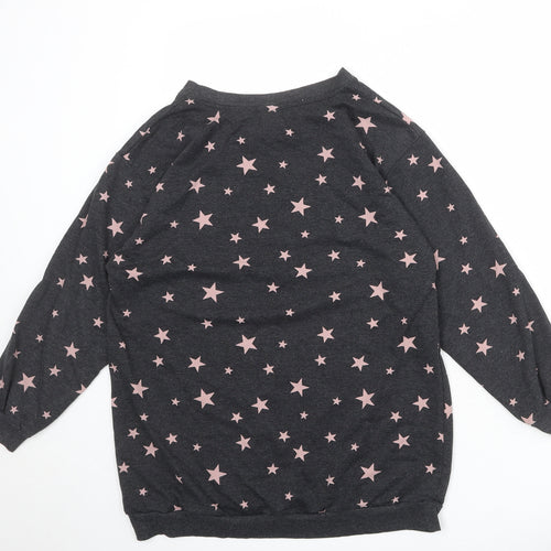 H&M Womens Grey Geometric Cotton Pullover Sweatshirt Size S Pullover - Star pattern
