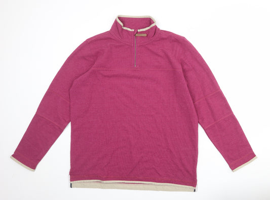 Cotton Traders Mens Purple Cotton Henley Sweatshirt Size L
