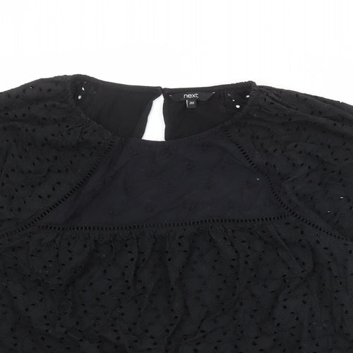 New Look Womens Black Polyester Basic T-Shirt Size 20 Round Neck - Broderie Anglaise