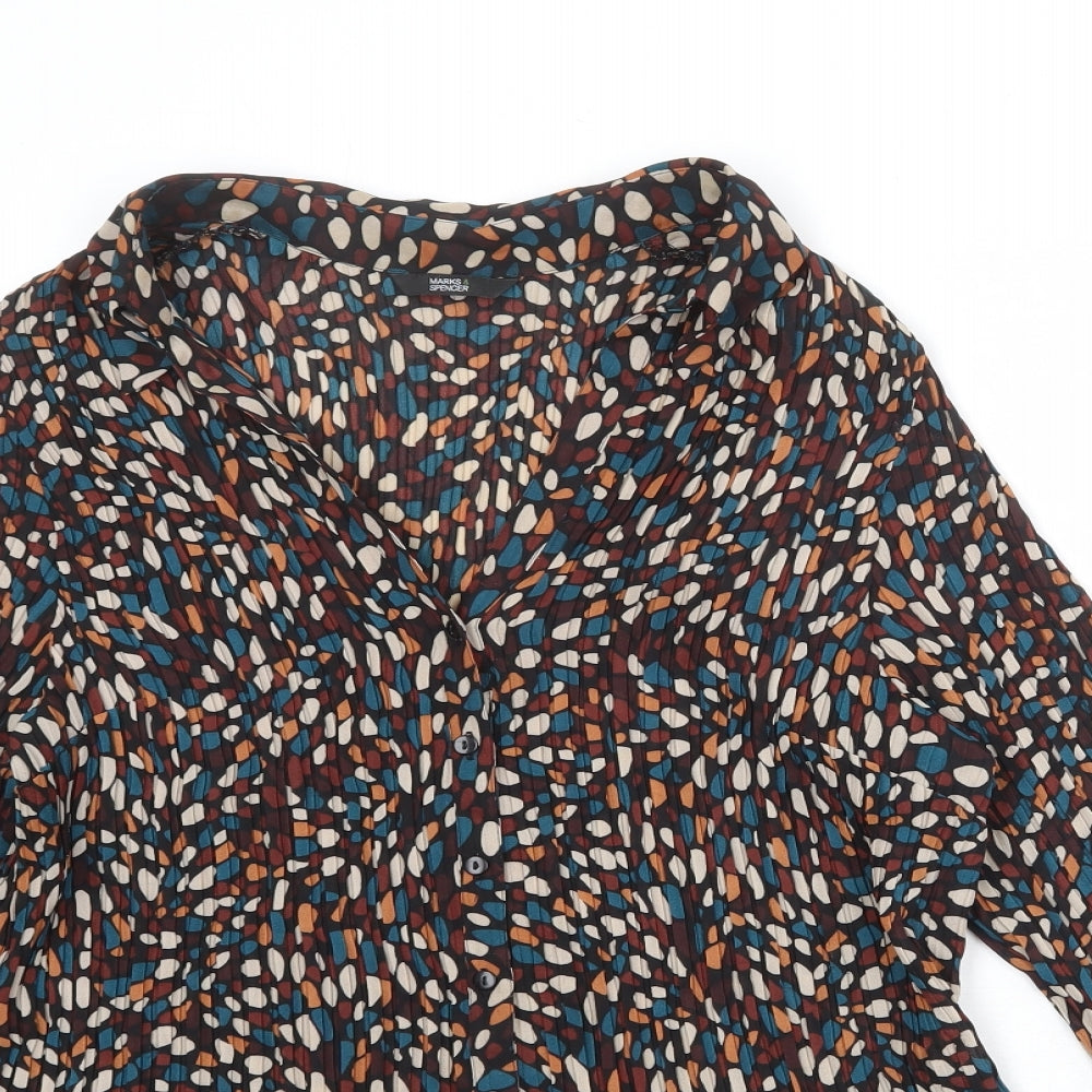 Marks and Spencer Womens Multicoloured Geometric Polyester Basic Blouse Size 20 V-Neck