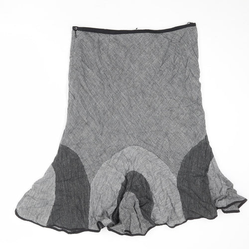 Per Una Womens Grey Cotton Swing Skirt Size 16 Zip