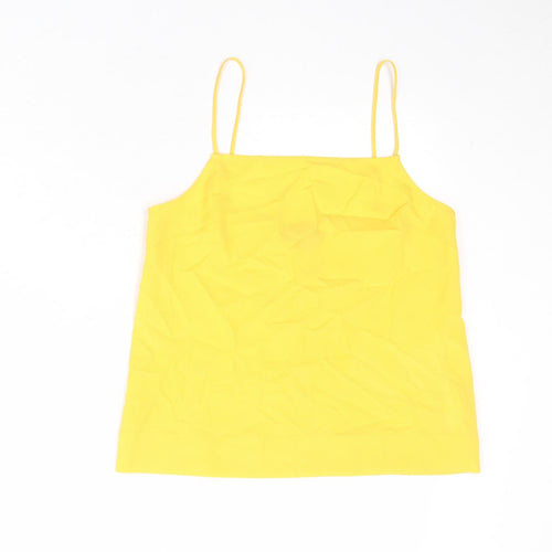 Topshop Womens Yellow Polyester Basic Tank Size 6 Square Neck