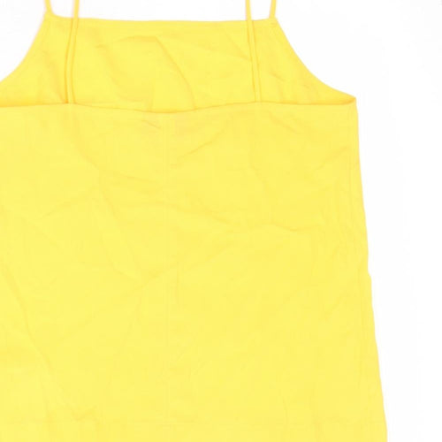 Topshop Womens Yellow Polyester Basic Tank Size 6 Square Neck