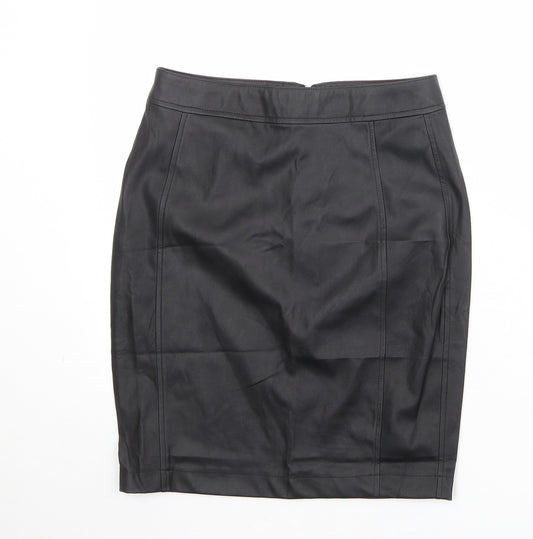 Lipsy Womens Black Polyester Straight & Pencil Skirt Size 10 Zip