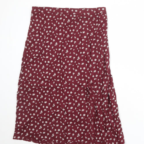 Hollister Womens Red Floral Viscose Peasant Skirt Size XL Zip