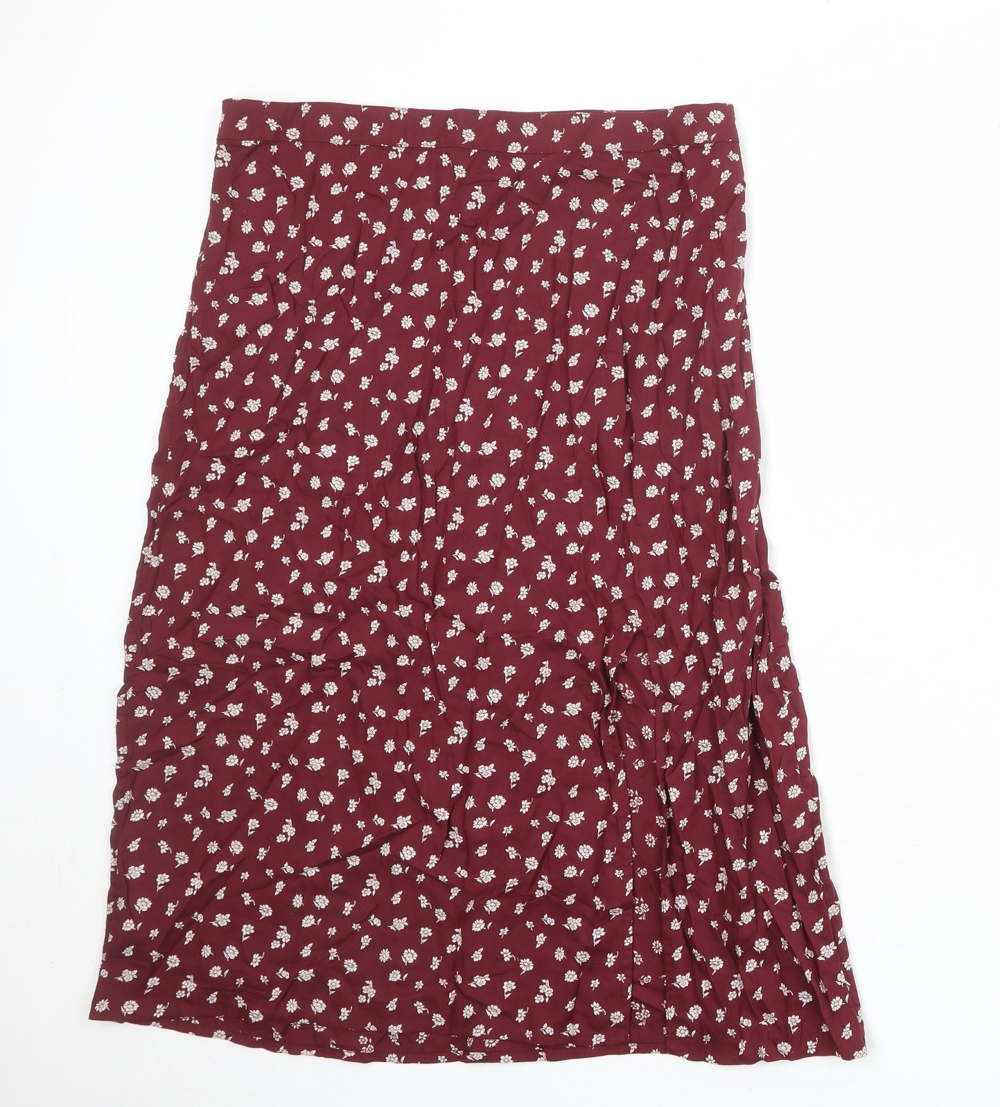 Hollister Womens Red Floral Viscose Peasant Skirt Size XL Zip