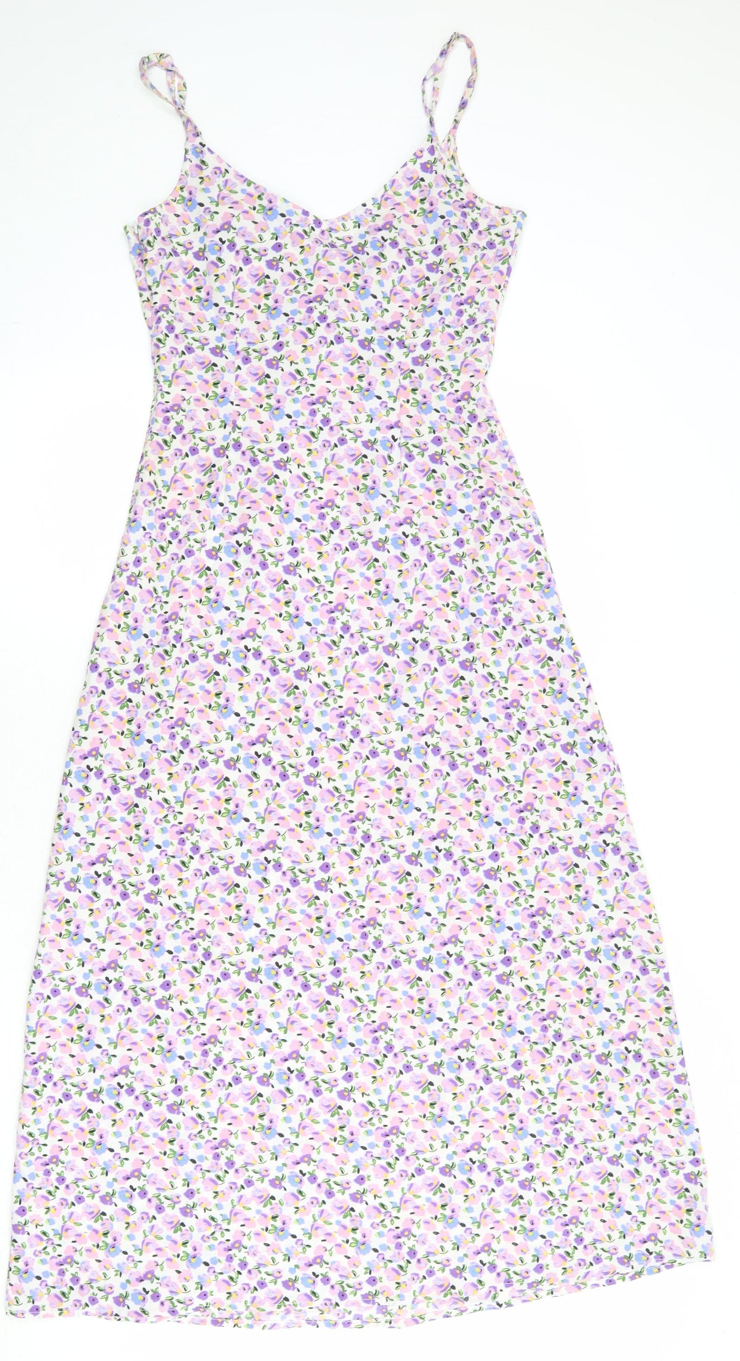 Wednesday's Girl Womens Multicoloured Floral Polyester Maxi Size XS V-Neck Zip
