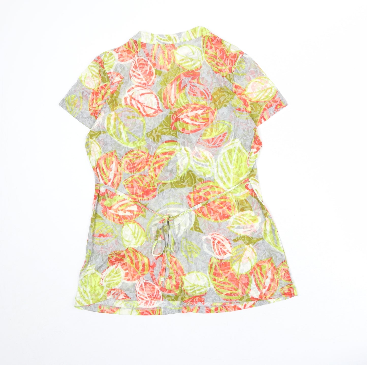 Per Una Womens Multicoloured Geometric Cotton Basic T-Shirt Size 14 V-Neck