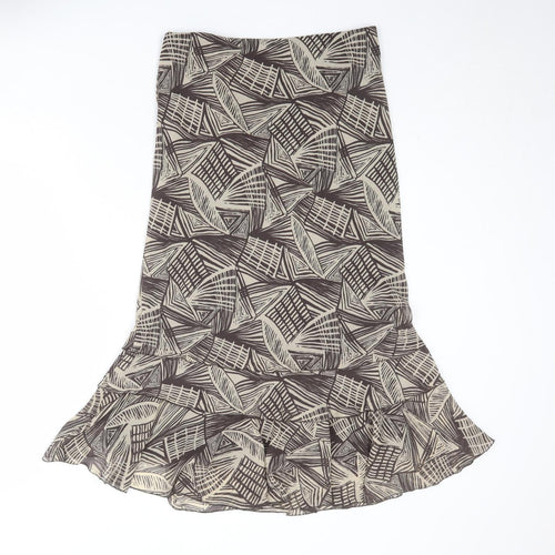 Marks and Spencer Womens Brown Geometric Polyester Trumpet Skirt Size 12