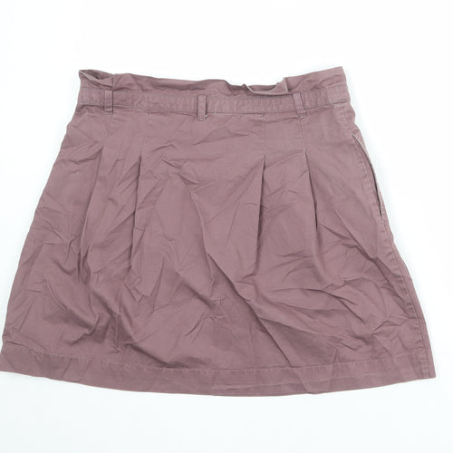 Zara Womens Purple Cotton Tulip Skirt Size L Zip