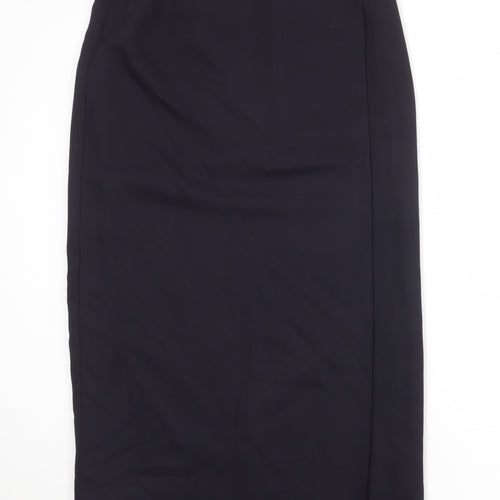 St Michael Womens Blue Polyester Wrap Skirt Size 16 Button