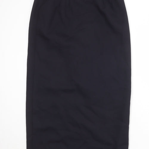 St Michael Womens Blue Polyester Wrap Skirt Size 16 Button