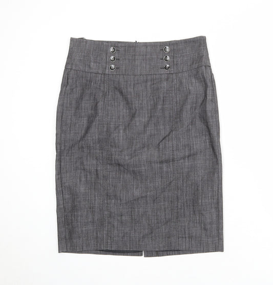 Principles Girls Grey Cotton Straight & Pencil Skirt Size 12 Years Regular Zip