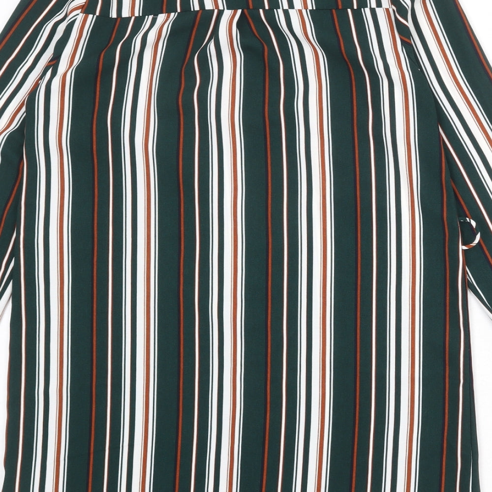 FOREVER 21 Womens Multicoloured Striped Polyester Shirt Dress Size S Collared Button