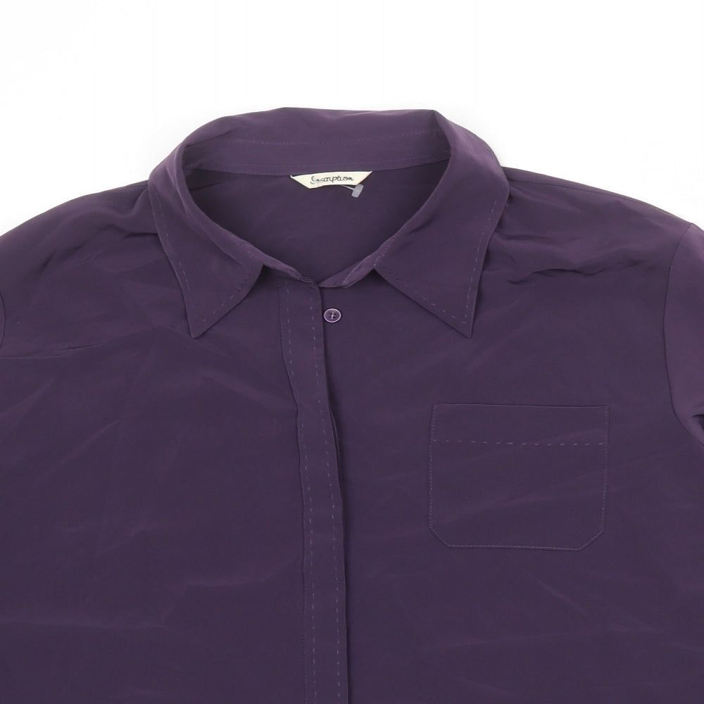 Inscription Womens Purple Polyester Basic Button-Up Size 16 Collared