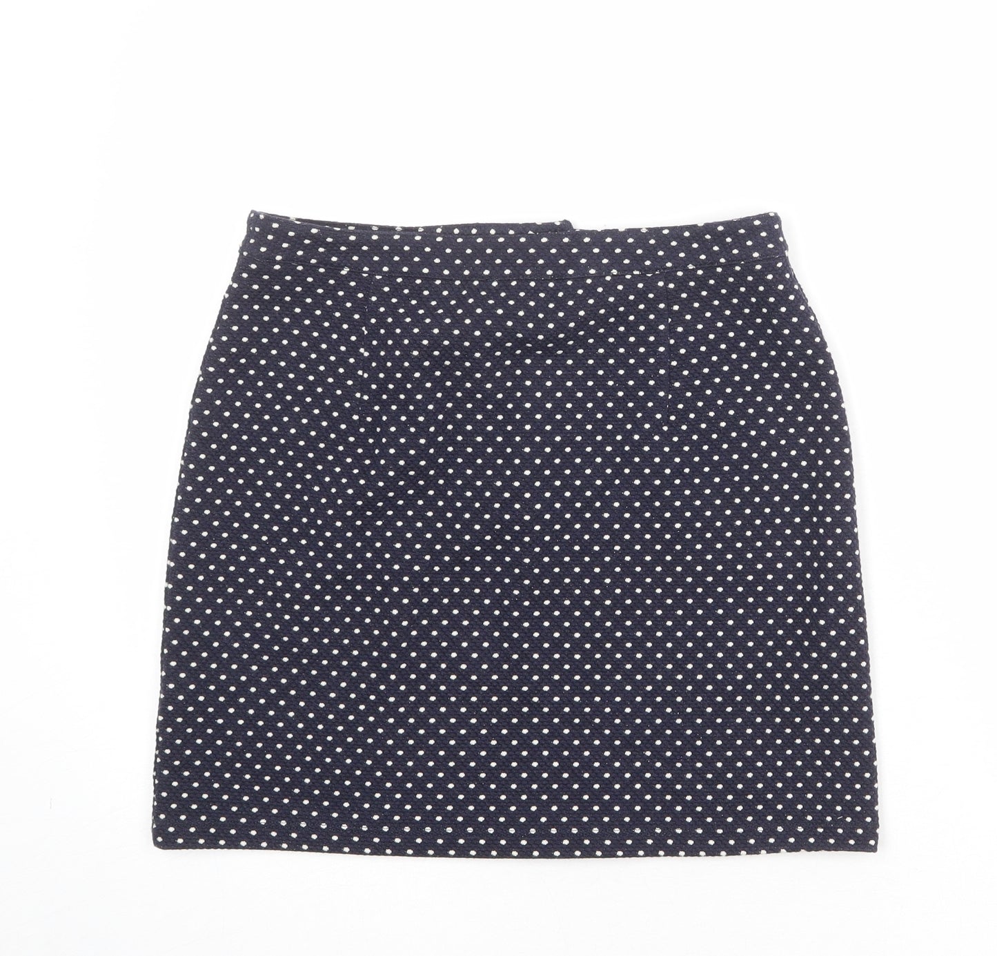 Topshop Womens Blue Polka Dot Cotton A-Line Skirt Size 10 Zip