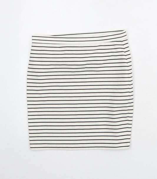 Miss Selfridge Womens White Striped Polyester Bandage Skirt Size 12