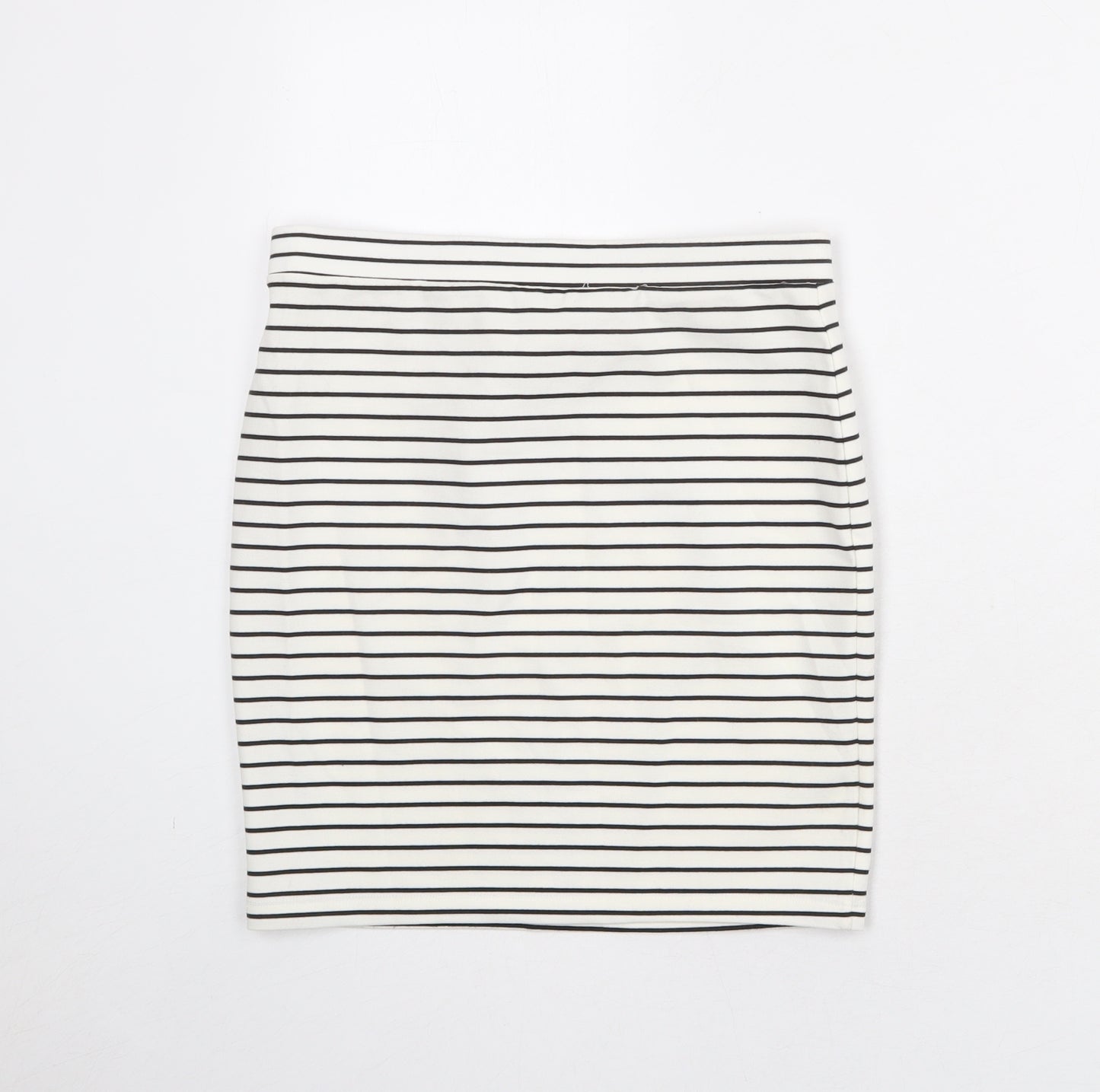 Miss Selfridge Womens White Striped Polyester Bandage Skirt Size 12