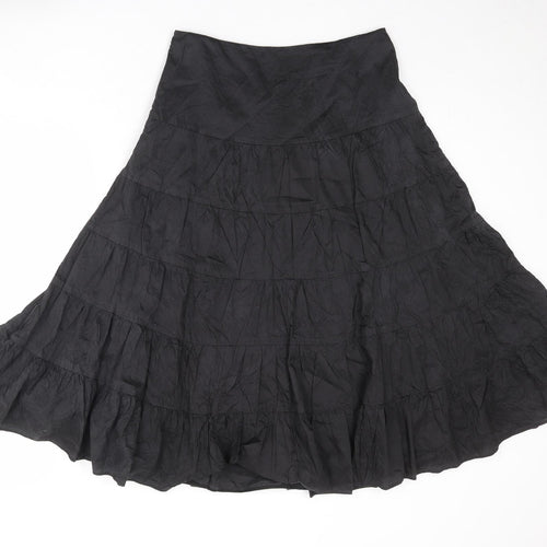 Monsoon Womens Black Silk Peasant Skirt Size 12 Zip