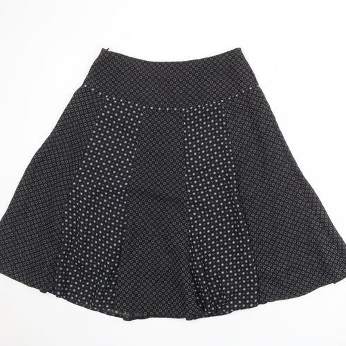 Bonmarché Womens Black Geometric Polyester Swing Skirt Size 12 Zip