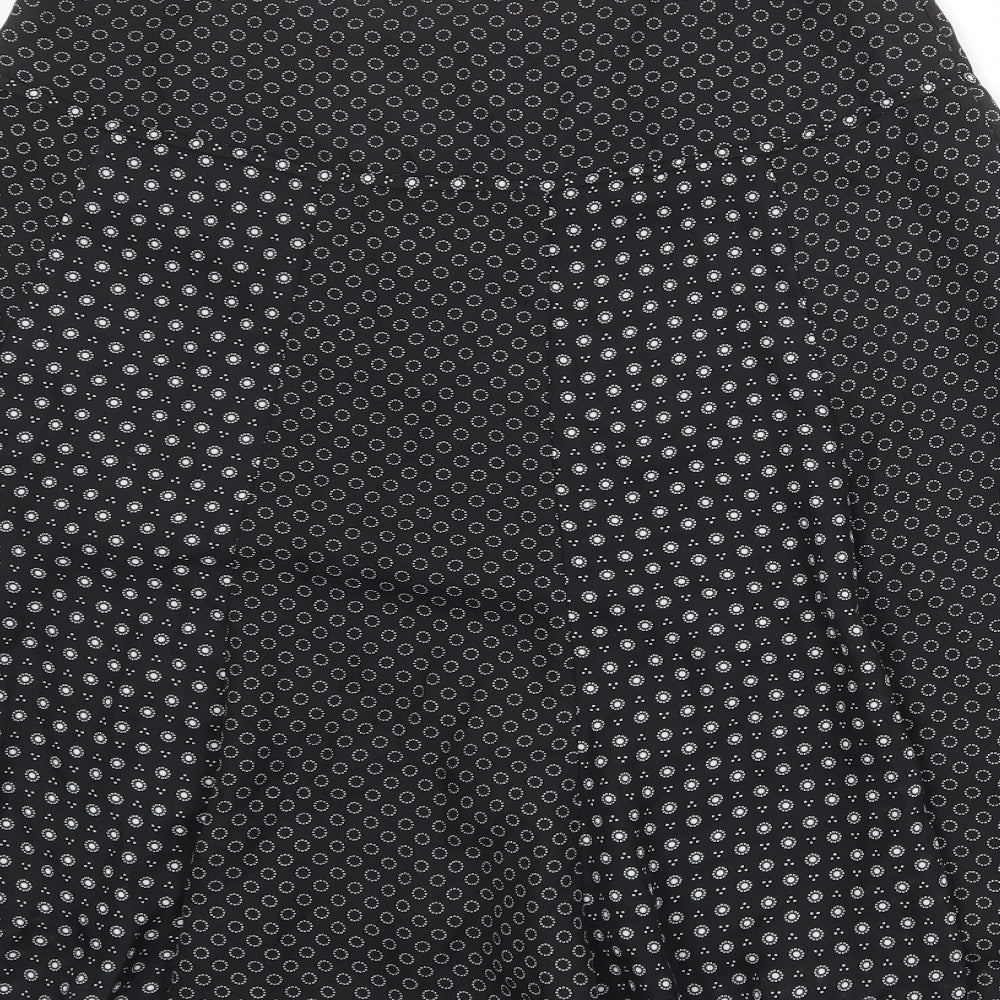 Bonmarché Womens Black Geometric Polyester Swing Skirt Size 12 Zip