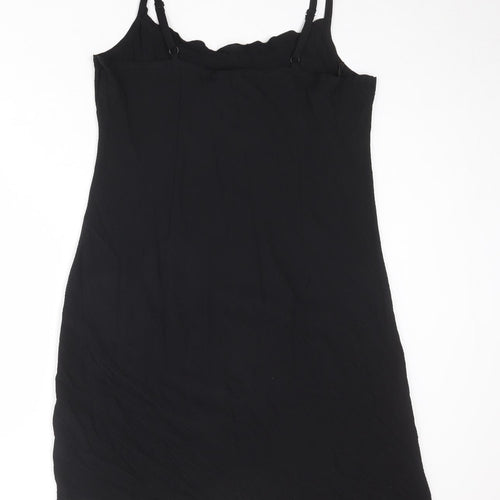 Being Casual Womens Black Viscose Slip Dress Size 18 V-Neck Pullover