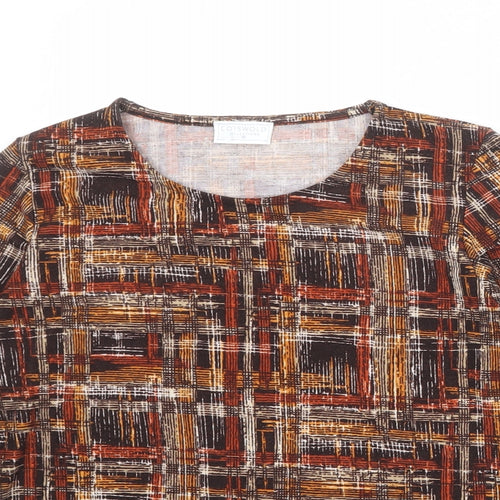 Cotswold Collections Womens Multicoloured Geometric Polyester Basic T-Shirt Size M Boat Neck