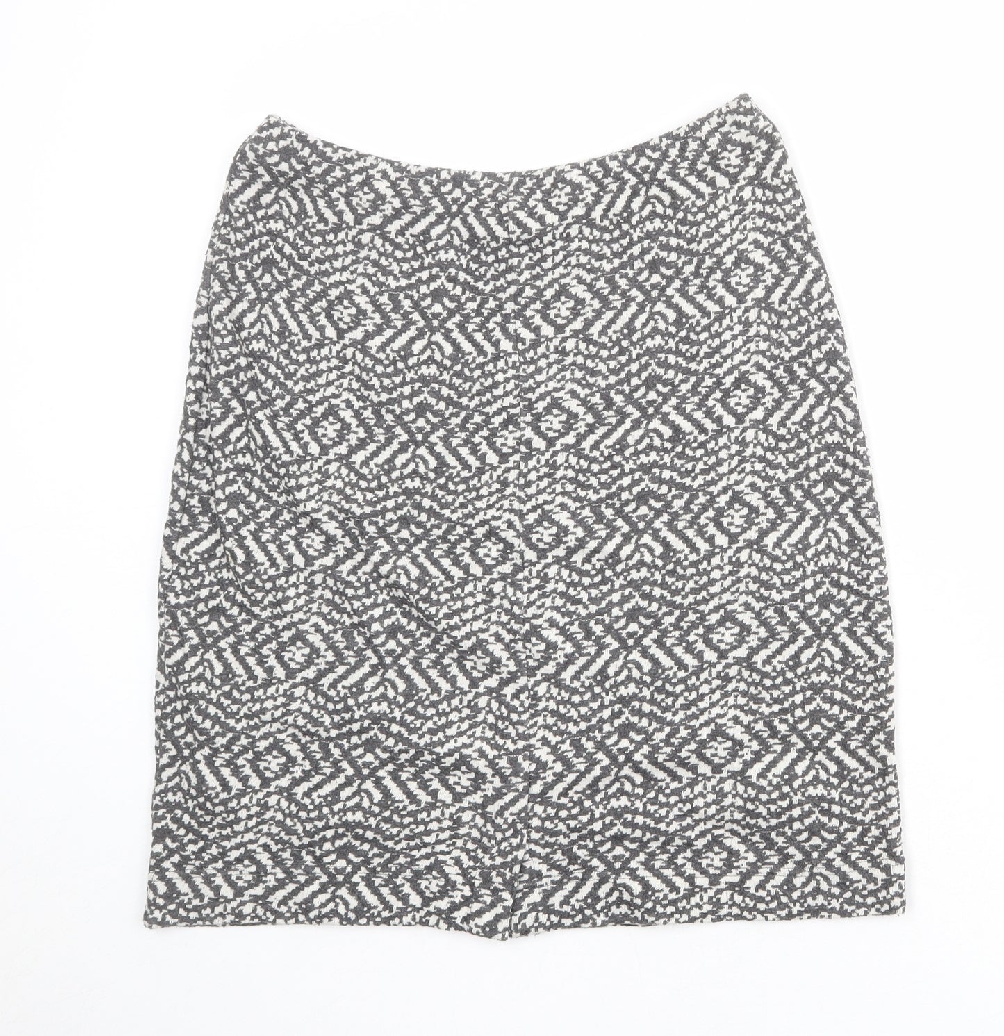 Adini Womens Grey Geometric Cotton A-Line Skirt Size M