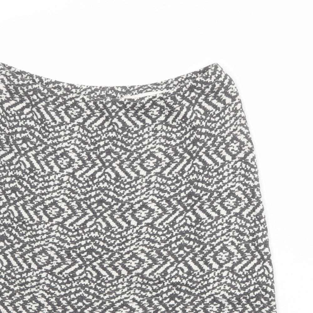 Adini Womens Grey Geometric Cotton A-Line Skirt Size M