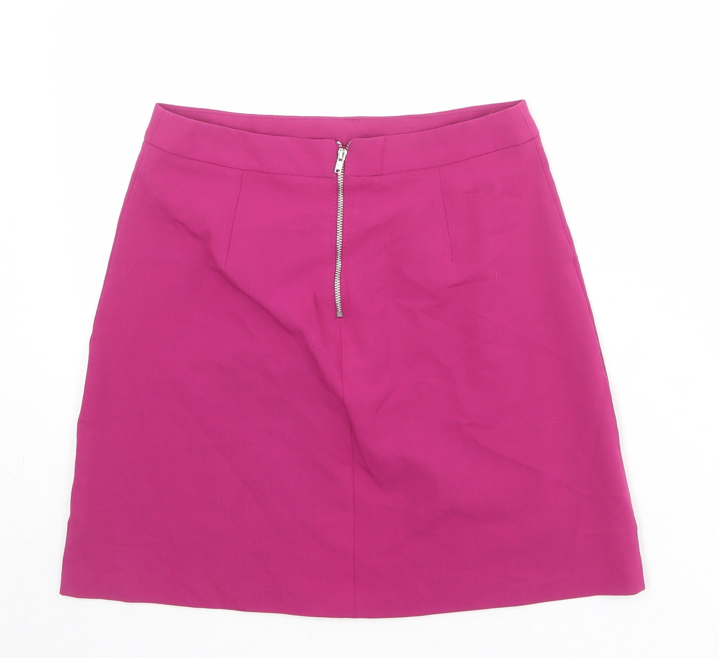 ASOS Womens Pink Viscose A-Line Skirt Size 8 Zip